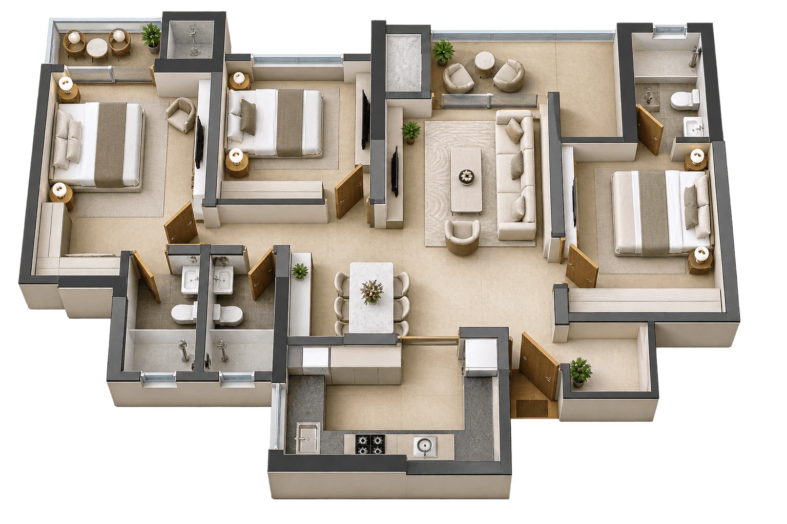 3 BHK Floor Plan